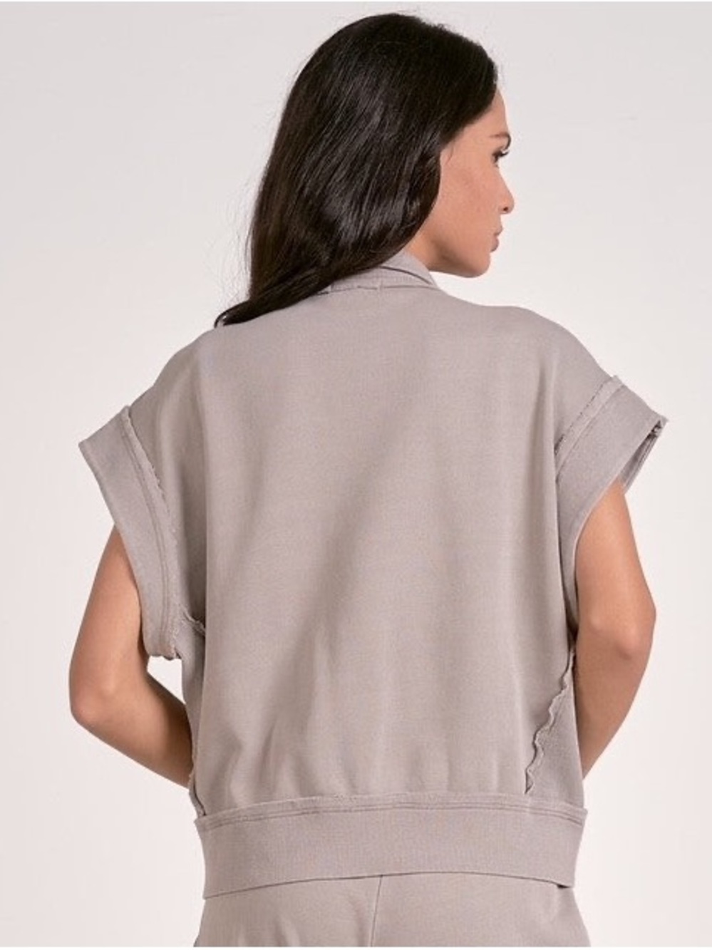 Elan Sleeveless Zip-Front Jacket - Light Taupe - Picture 3 of 9